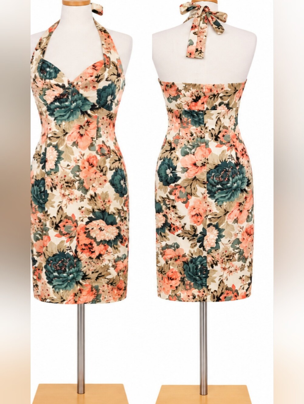 Robbie Bee Floral 100% Silk Cocktail Wedding Guest Garden Party Midi Dress